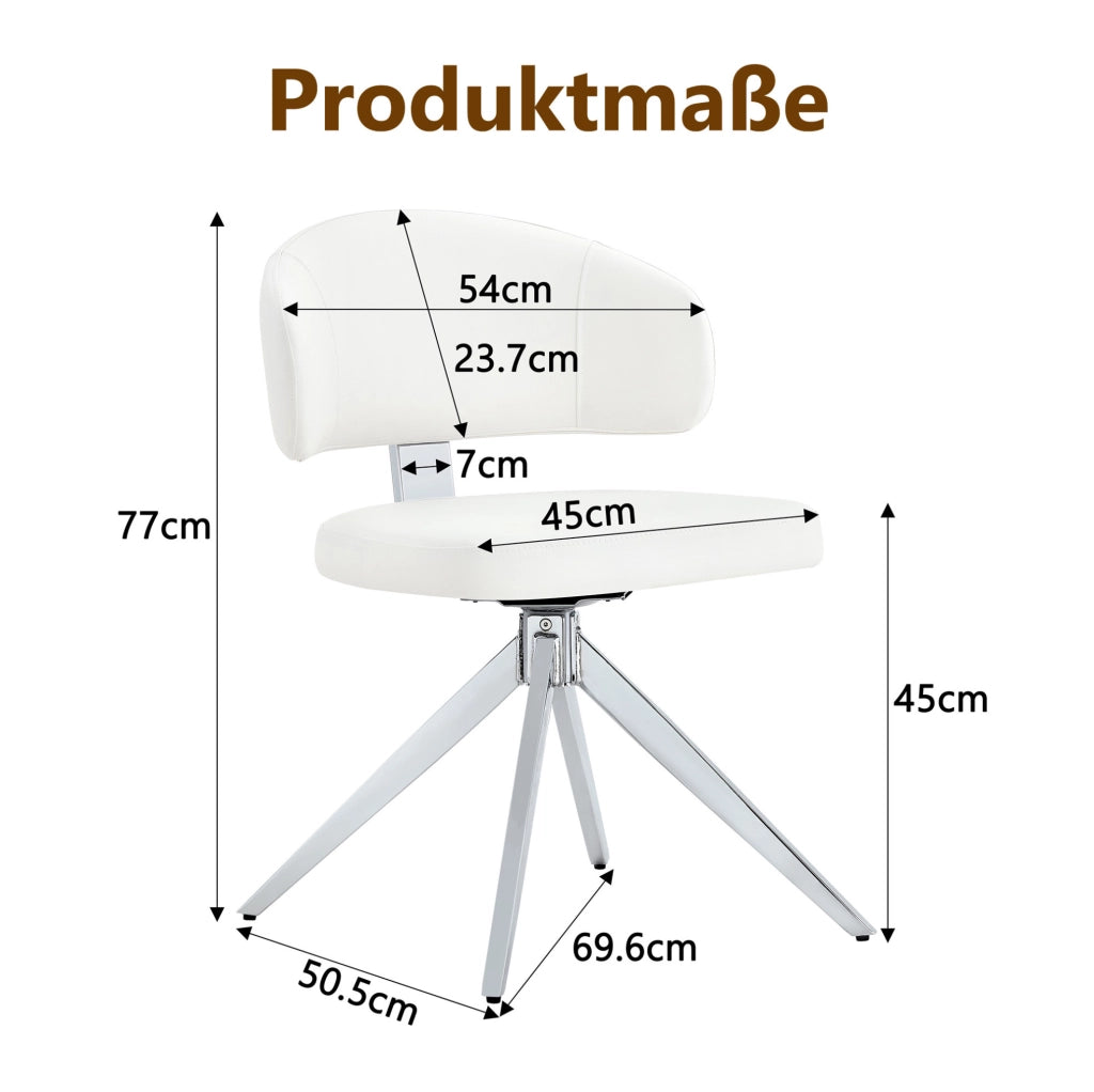 Set di 2 sedie girevoli con schienale curvo in PU bianco
