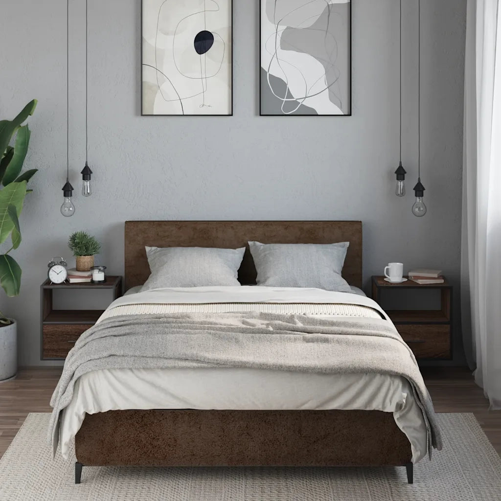 Comodini a Muro 2 pz Rovere Marrone 40x31x39,5 cm 848743