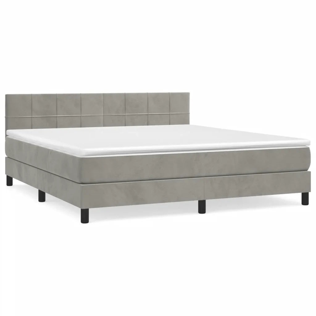 Giroletto a Molle con Materasso Grigio Chiaro 160x200cm Velluto 3130967