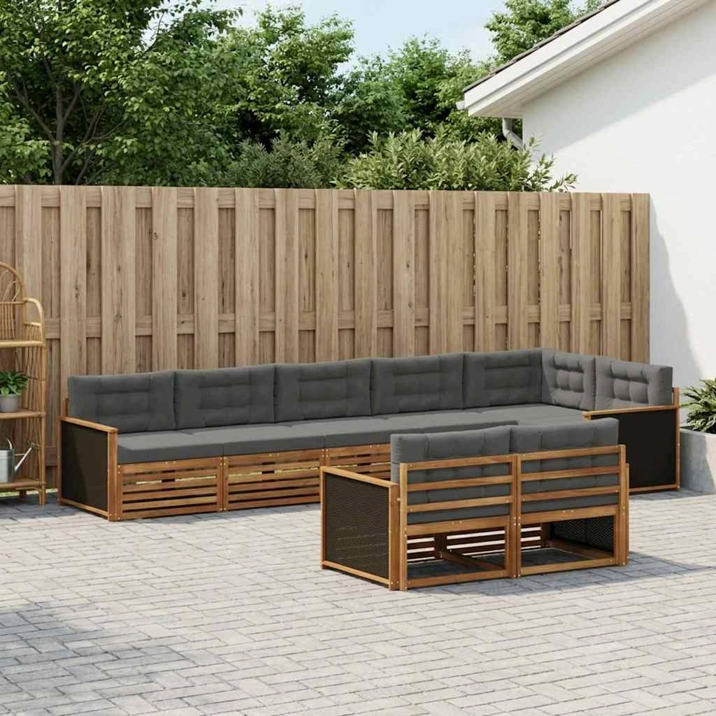 Set di divani da esterno 8 pz Naturale e Antracite 3383495
