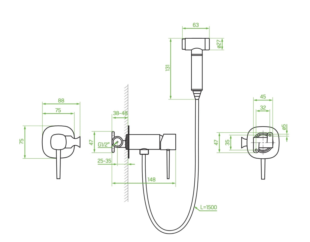 Miscelatore bidet a incasso con doccetta bidet cromata – pratica, elegante e salvaspazio