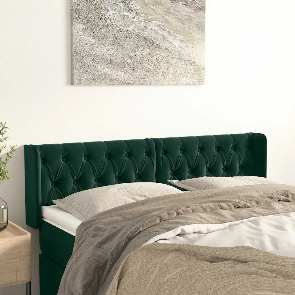 Testiera ad Orecchio Verde Scuro 147x16x78/88 cm in Vellutocod mxl 97719
