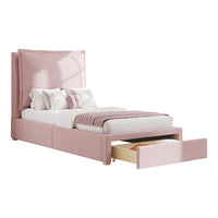 Letto imbottito 90x200cm - Xylo - testiera chenille rosa