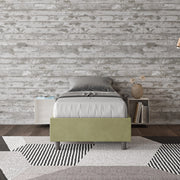 Letto singolo con rete imbottito 80x200 microfibra tè verde Azelia
