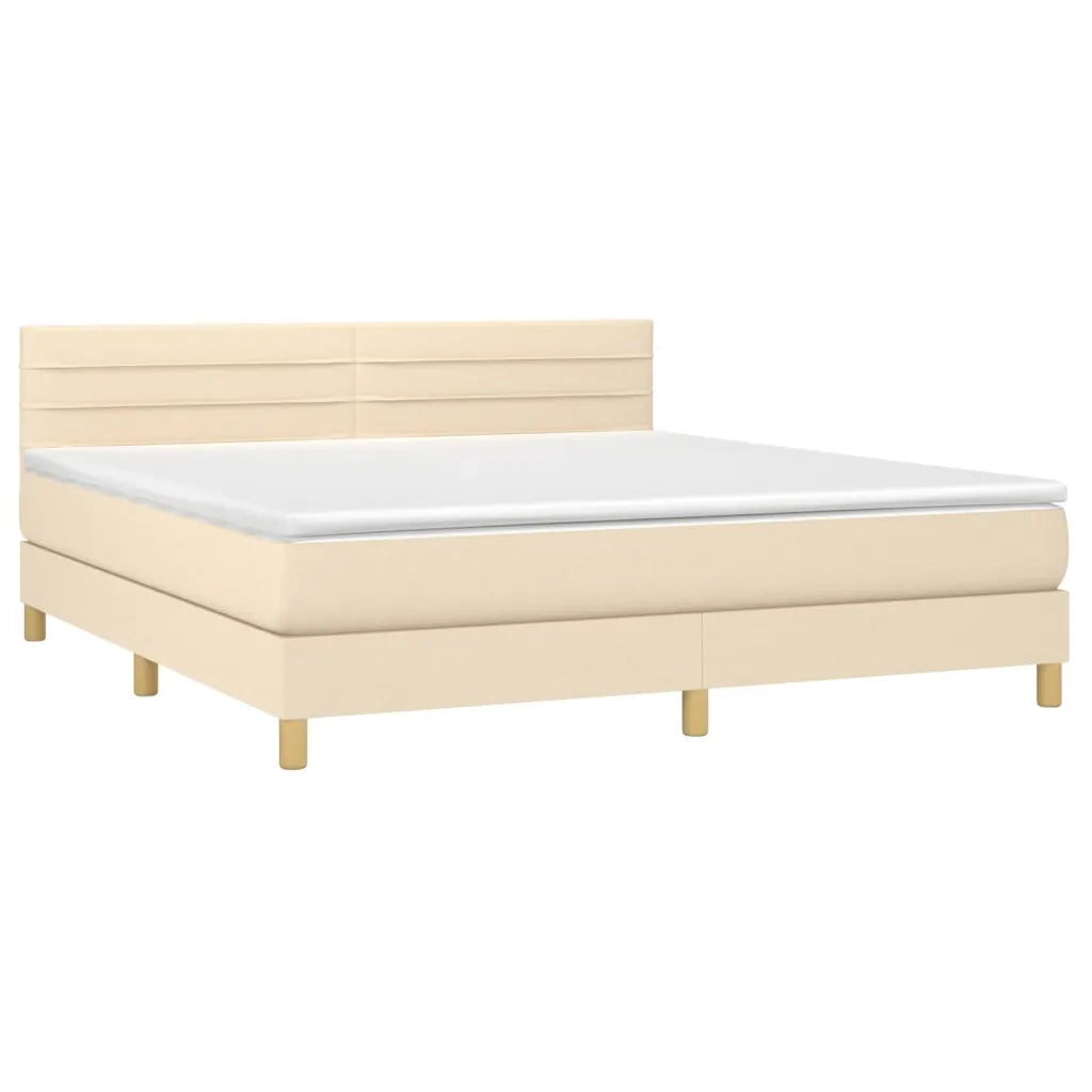 Letto a Molle con Materasso e LED Crema 180x200 cm in Tessuto
