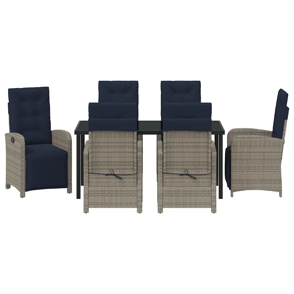 Set da Pranzo per Giardino con cuscino 7 pcs Grigio polyrattan 3380362