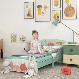 Struttura Letto Singolo per Bambini 77x143x60 cm con Bordi Rialzati e Doghe Verde