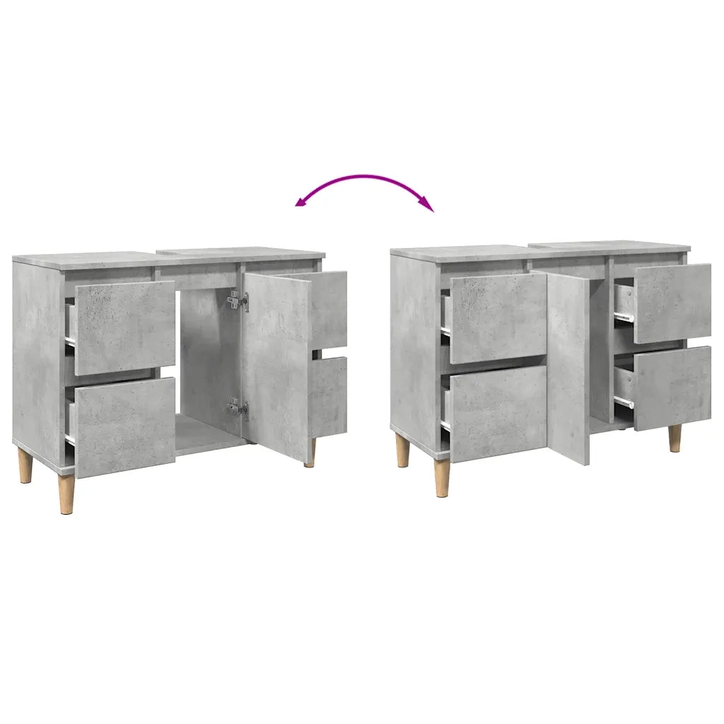 Mobile Lavabo Grigio Cemento 80x33x60 cm in Legno Multistrato