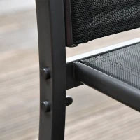 Salotto da Esterno, Set 4 Pezzi con 1 Tavolino, 2 Sedie da Giardino e 1 Panca in Metallo, Nero