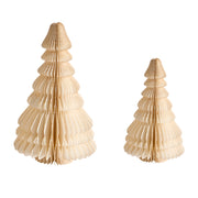 Set di 2 alberi di Natale Figurine Beige Carta a nido d'ape Effetto 3D Stile Origami Motivo festivo
