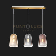 SOSPENSIONE OTTONE SAT. RETTANGOLARE 3 LUCI (1 AM+1 RA+1 CR) 1164OS-S3 R-MC