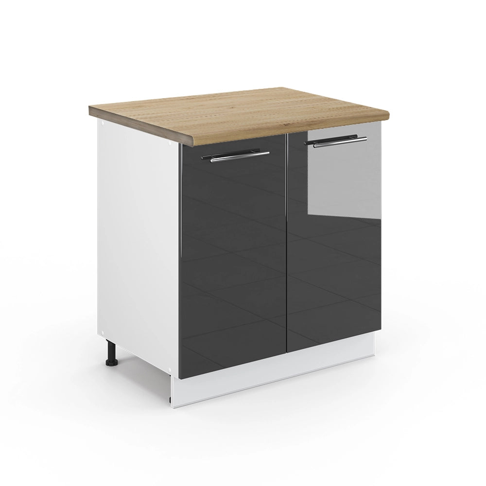 Mobile lavello cucina Fame-Line Antracite lucido/Bianco 80 cm con ripiano, PL Rovere Vicco