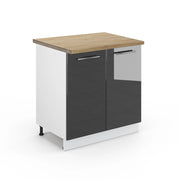 Mobile lavello cucina Fame-Line Antracite lucido/Bianco 80 cm con ripiano, PL Rovere Vicco