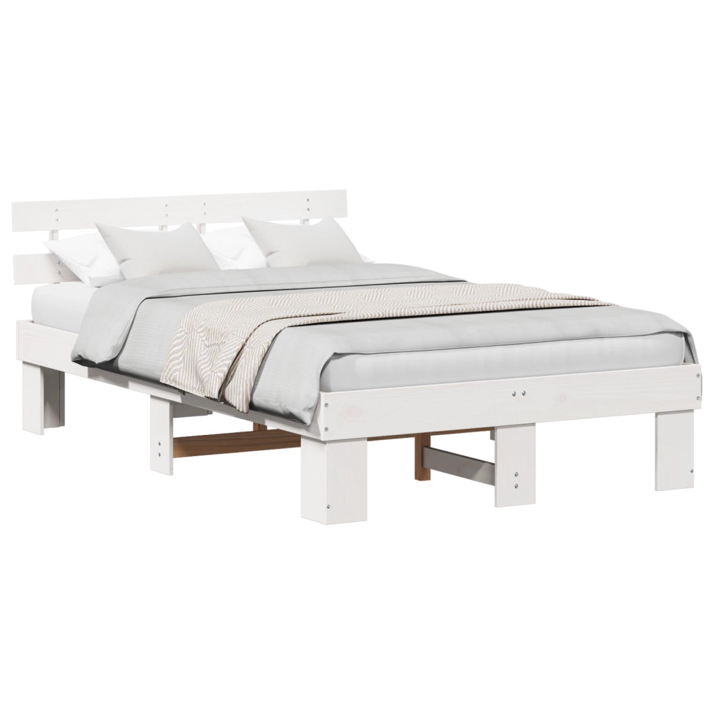 Struttura Letto con testiera bianca 120x200 cm Legno Massello di Pino