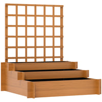 Fioriera con Grigliato a 3 Livelli 95x95x110 cm in Legno di Abete e Tessuto non Tessuto Marrone