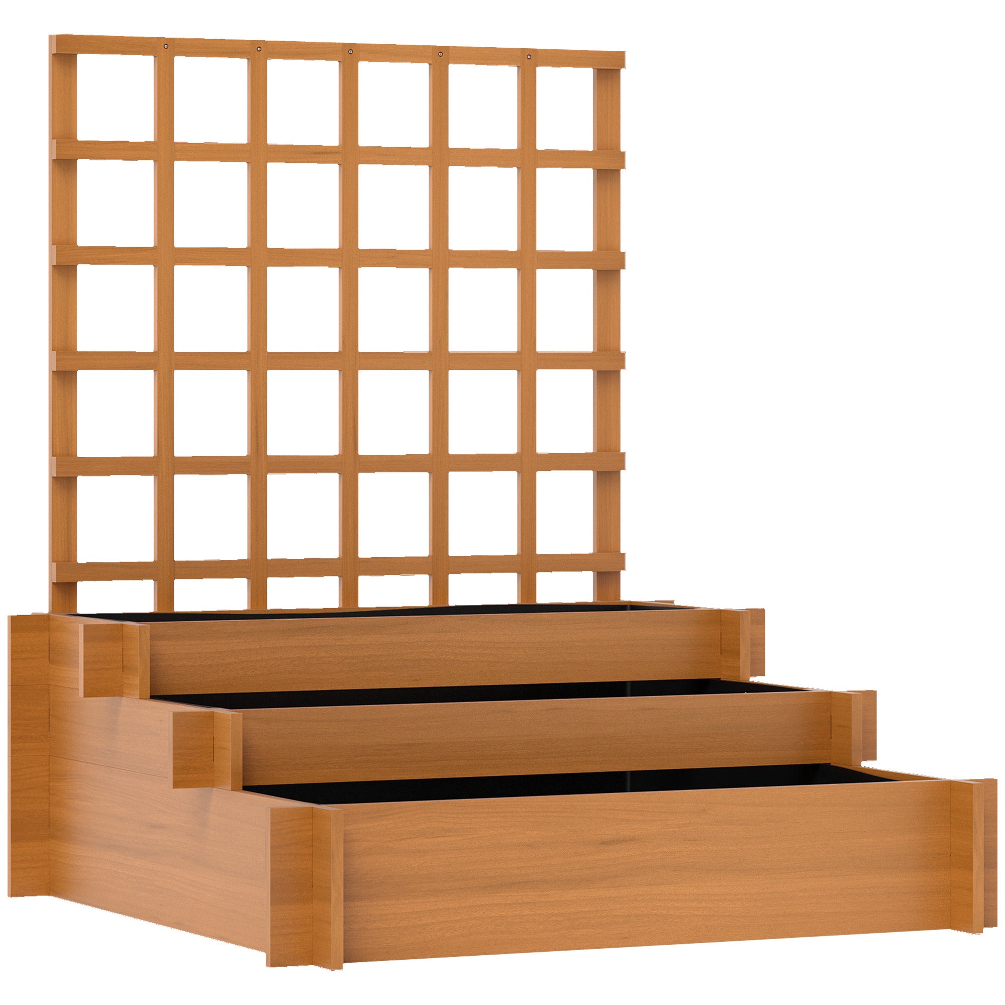 Fioriera con Grigliato a 3 Livelli 95x95x110 cm in Legno di Abete e Tessuto non Tessuto Marrone