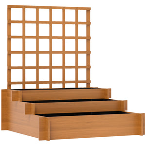 Fioriera con Grigliato a 3 Livelli 95x95x110 cm in Legno di Abete e Tessuto non Tessuto Marrone