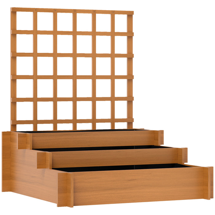 Fioriera con Grigliato a 3 Livelli 95x95x110 cm in Legno di Abete e Tessuto non Tessuto Marrone