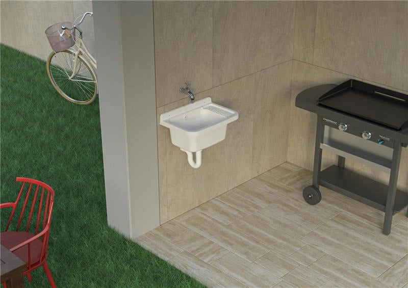 LAVANDINO IN RESINA PILOZZO A MURO SI PRESTA ALL’UTILIZZO SIA IN AMBIENTI INTERNI CHE ESTERNI 60X40X25 CM