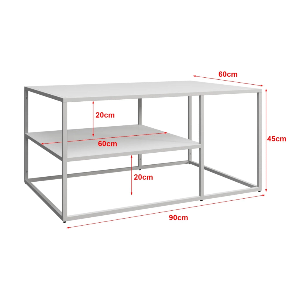 Tavolino da salotto rettangolare Solund 45 x 90 x 60 cm bianco 03_0008513