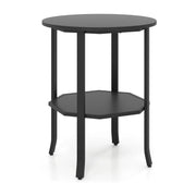Tavolino rotondo a 2 ripiani 50 x 61 cm ampio spazio di archiviazione design moderno legno ingegnerizzato nero 20_0018424