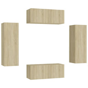Set di mobili da 4 pezzi tra cui armadio credenza mobile porta TV soggiorno/camera da letto/salotto legno ingegnerizzato rovere Sonoma marrone 02_0024828