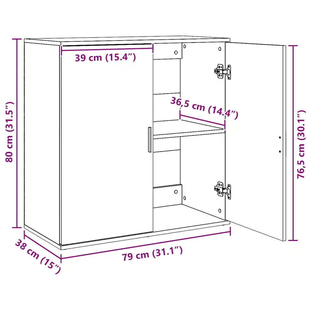 Credenze 2 pz Grigio Sonoma 79x38x80 cm in Legno Multistrato