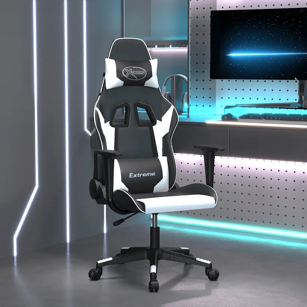 vidaXL Sedia da Gaming Nero e Bianco in Similpelle