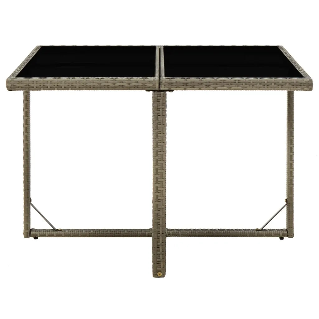 Tavolo da Giardino Grigio 109x107x74 cm in Polyrattan e Vetro cod mxl 34184