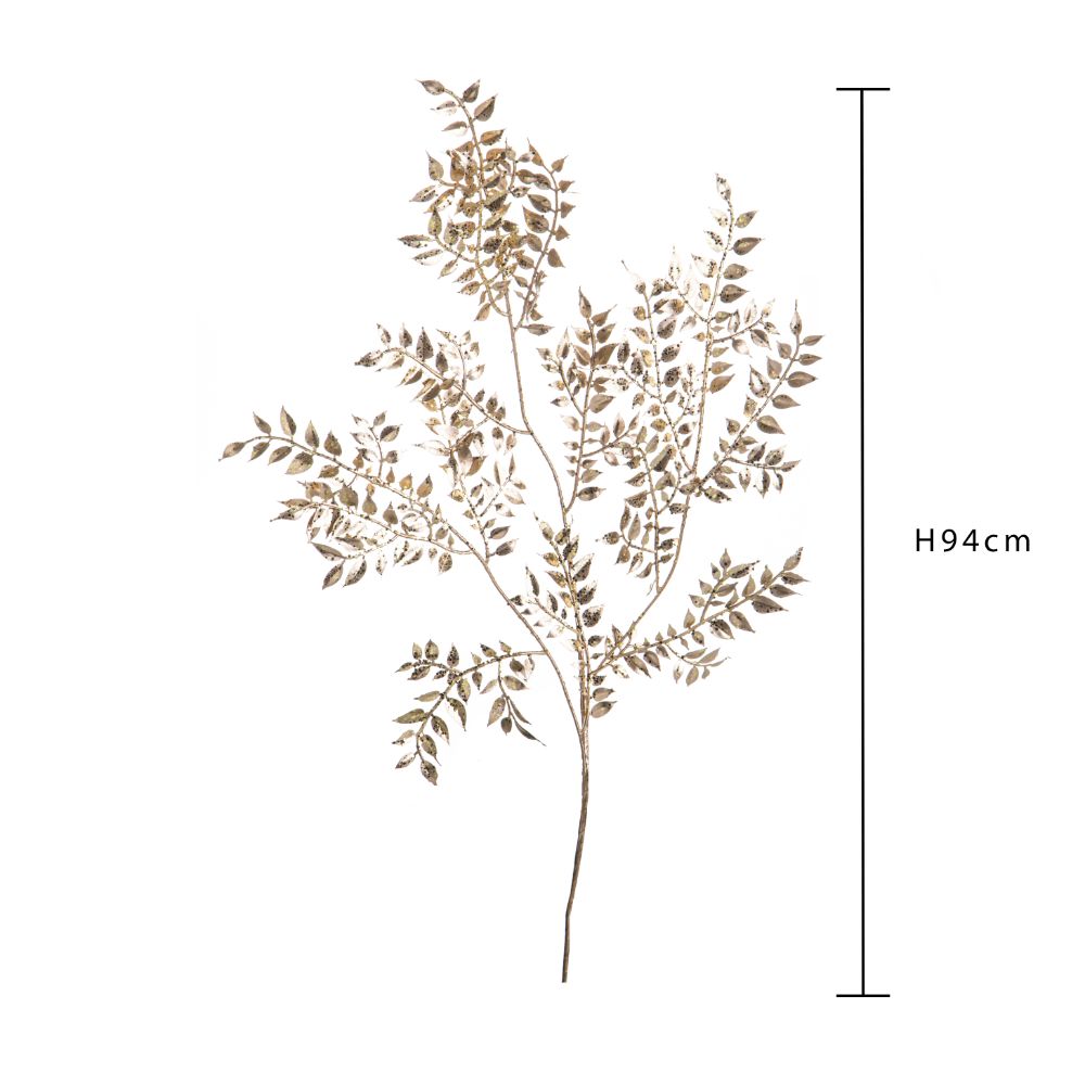 Set 12 Rami Artificiali Pungitopo 94 cm in Sintetico Oro
