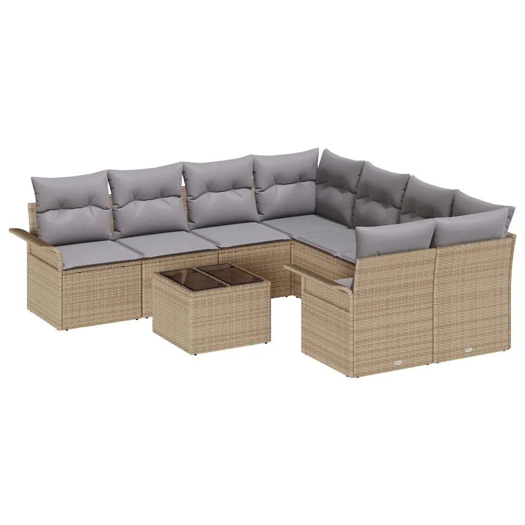 Set Divano da Giardino 9 pcs Beige e grigio polyrattan 3353969