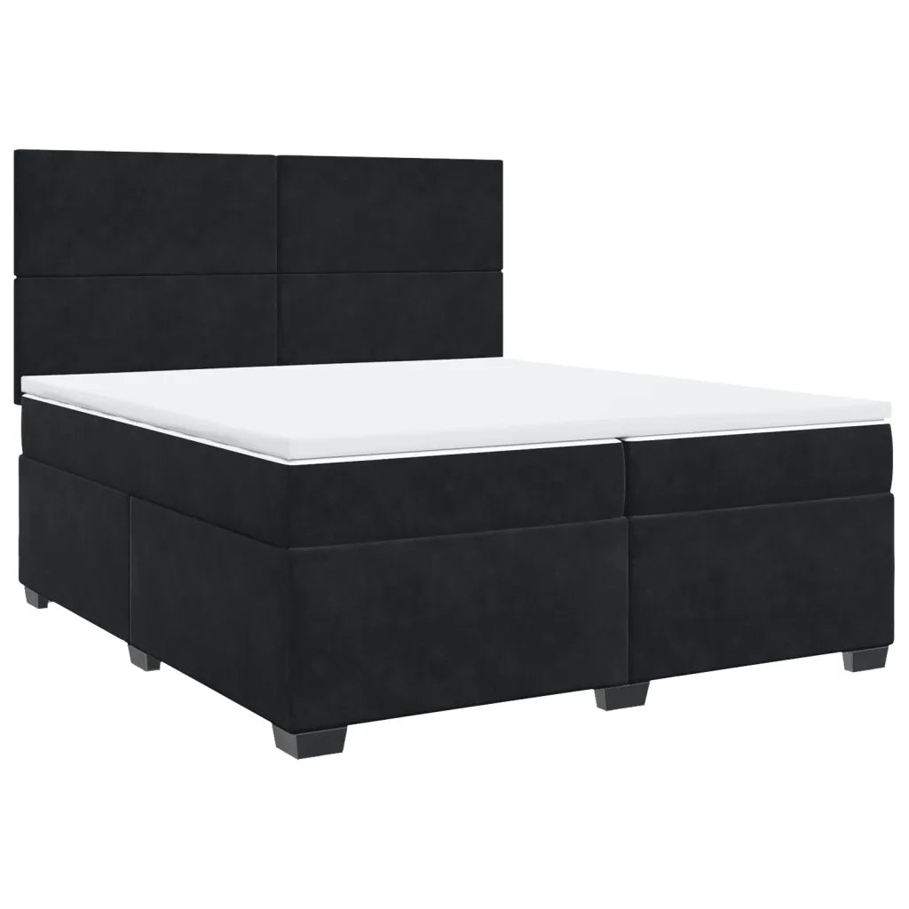 Giroletto a Molle con Materasso Nero 200x200 cm in Velluto