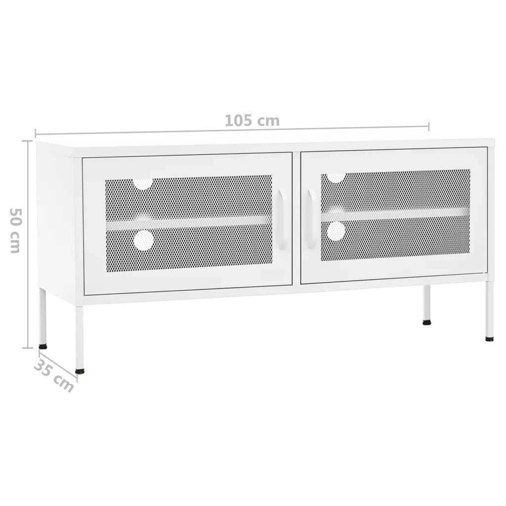 Mobile TV Bianco 105x35x50 cm in Acciaio 336242