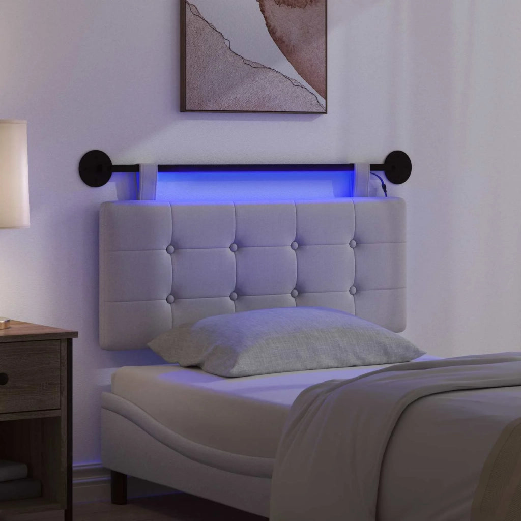 Testiera sospesa Con luce LED Grigio Nuvola Tessuto 3424386