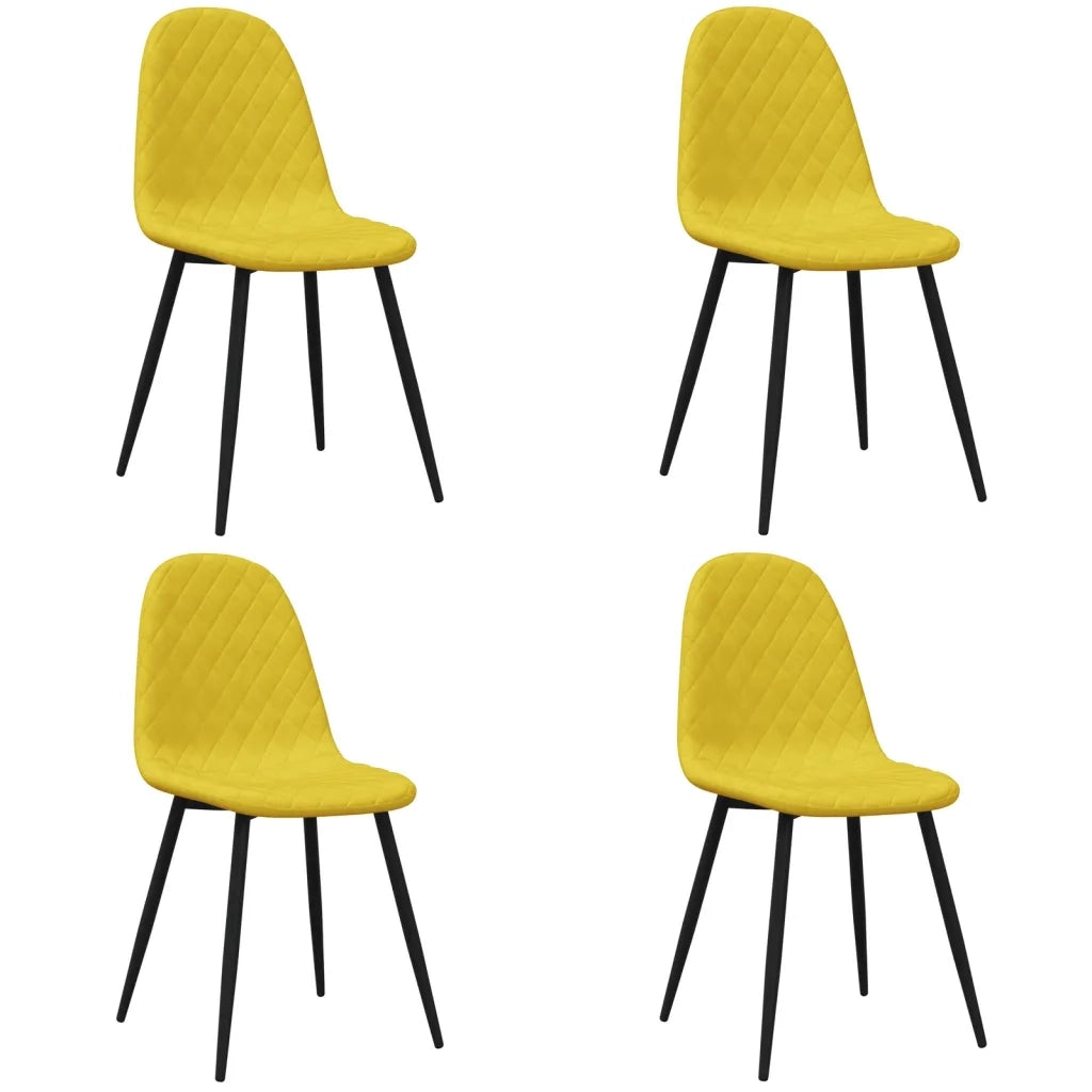 Sedie da Pranzo 4 pz Giallo Senape in Velluto