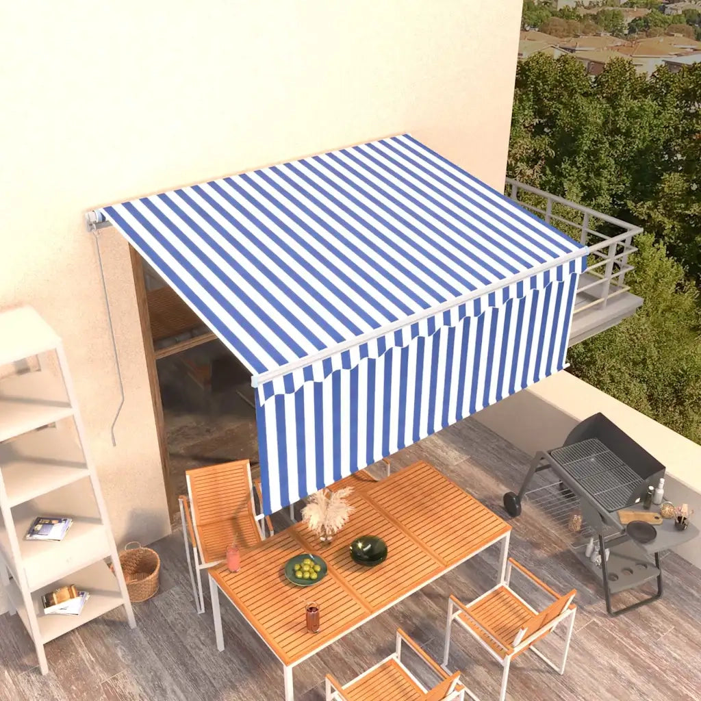Tenda Sole Retrattile Manuale con Parasole-Tenda parasole per balcone 3x2,5m Blu e Bianco 949295