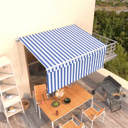 Tenda Sole Retrattile Manuale con Parasole-Tenda parasole per balcone 3x2,5m Blu e Bianco 949295