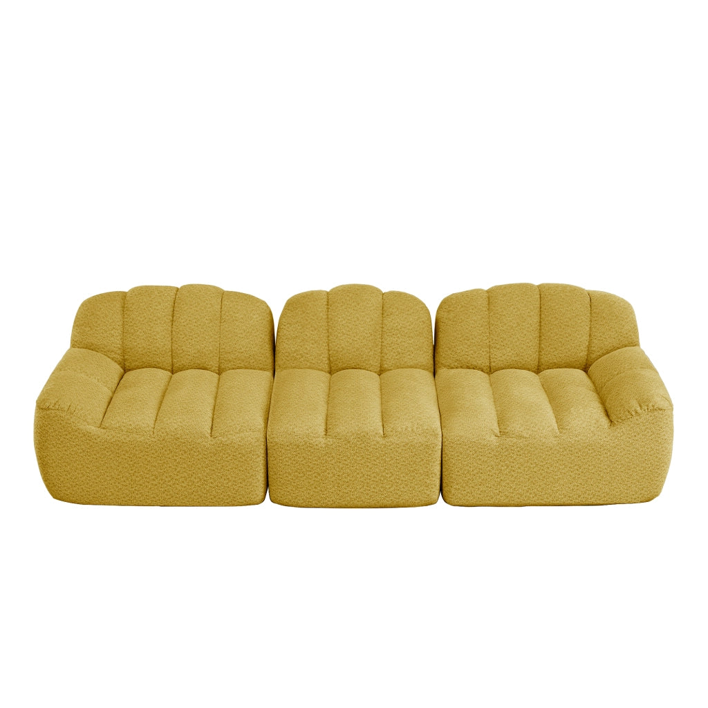 Divano modulare senza struttura con schiuma 32D a densità elevata e seduta profonda in pile granulato giallo 288 × 104 × 79 cm