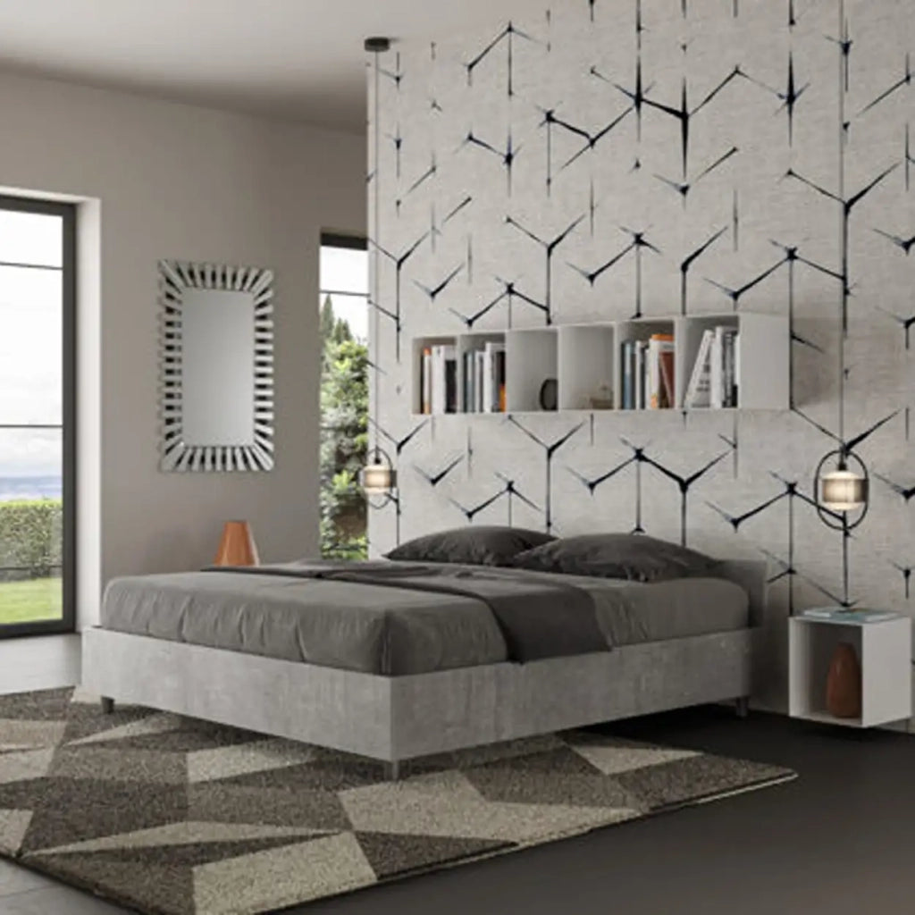Letto matrimoniale con rete 160x200 cemento Nuamo