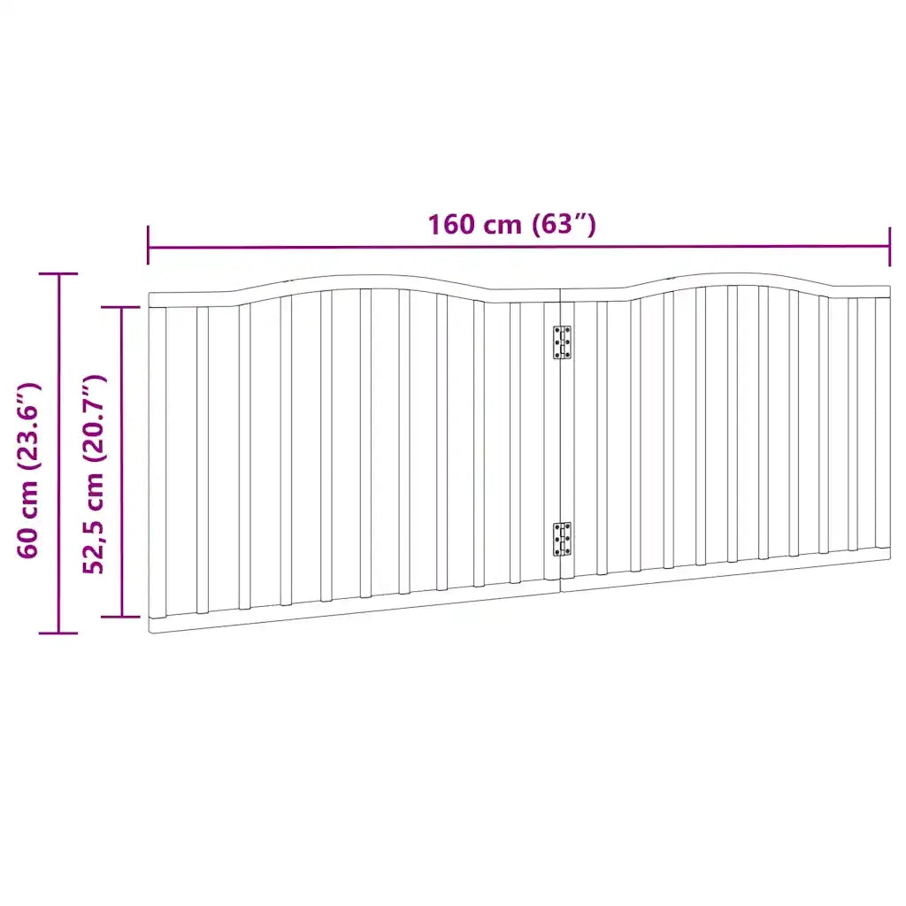 Cancello per Cani Pieghevole 2 Pannelli 160 cm Legno di Pioppo CFW2179132