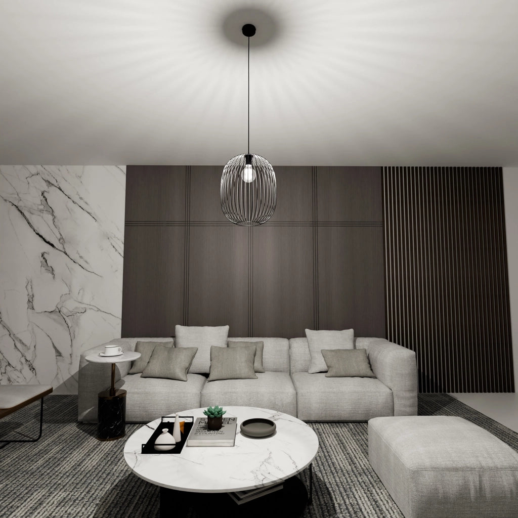 Sospensione Minimal Lugh 1 Luce In Acciaio Nero