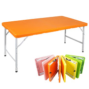 TAVOLO Pieghevole Regolabile 125x61 cm Ferro e Plastica Arancione