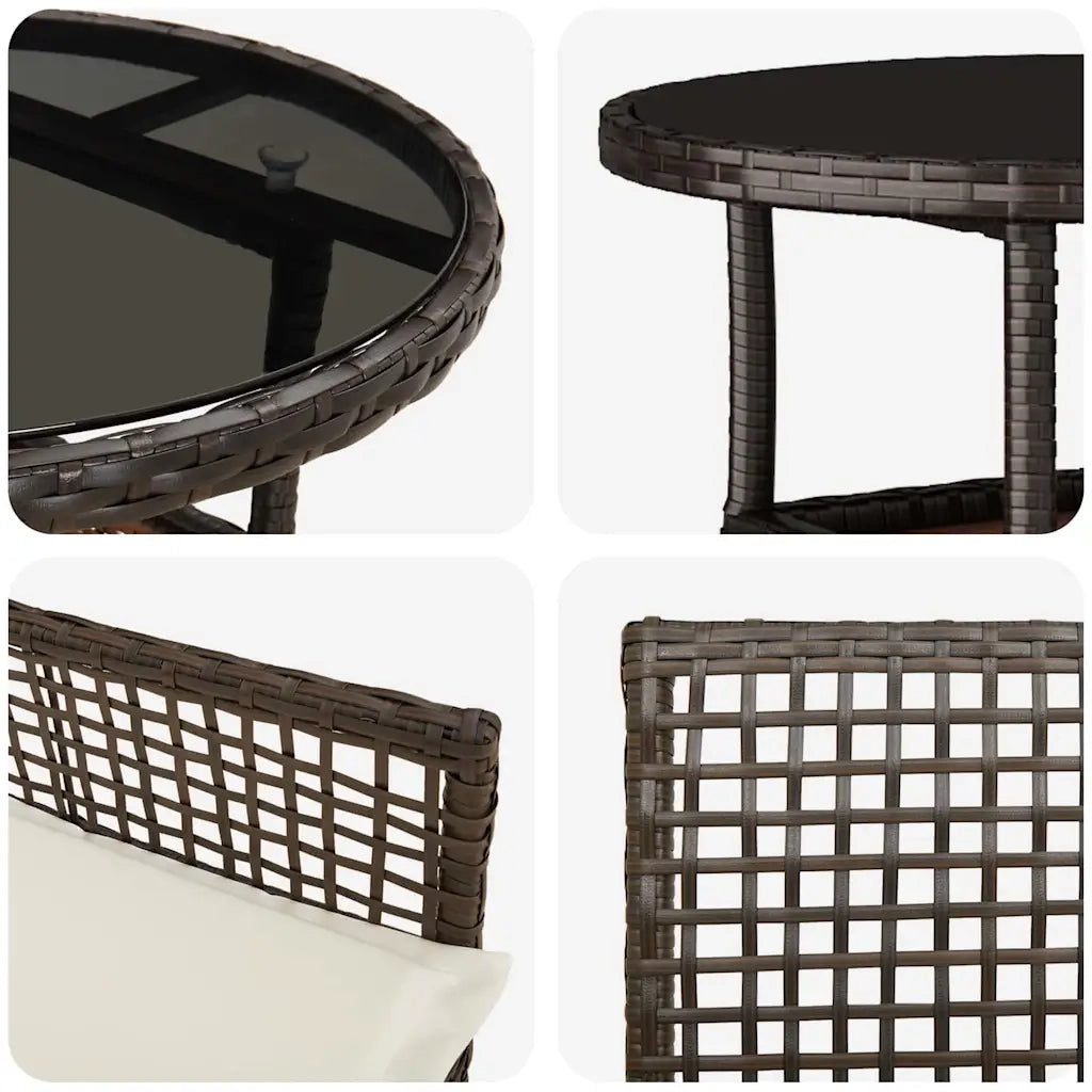 Set da Pranzo per Giardino 5 pcs Marrone polyrattan 3334944