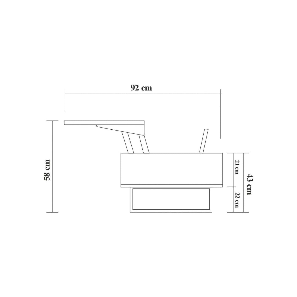 Tavolino da salotto Barghe, Tavolo basso da caffè, Portariviste per divano, Ripiano da soggiorno, 120x60h43 cm, Noce e Nero
