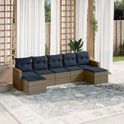 Set Divani da Giardino 7 pz con Cuscini Grigio in Polyrattan 3226236