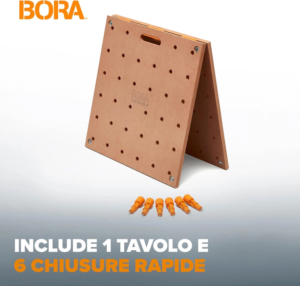 Centipede CK22TM - Banco da lavoro per cavalli da lavoro centopiedi Bora – 61 x 121,9 cm – Include piano in legno con fori per cani da 20 mm + 6 maniglie di bloccaggio a rotazione rapida per