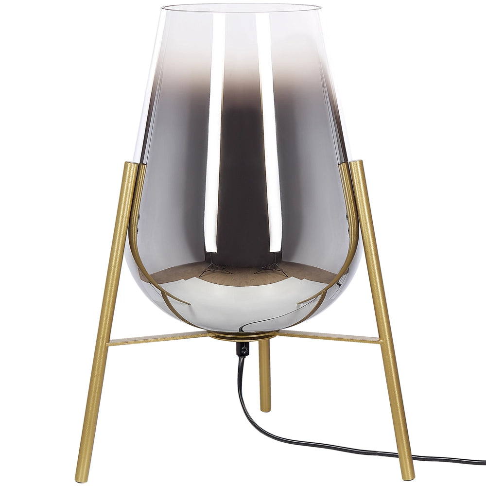 Lampada da tavolo in acciaio e vetro color oro 44 cm moderna soggiorno camera da letto