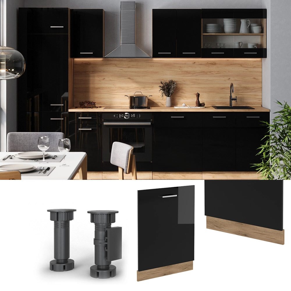 Vicco Pannello frontale della lavastoviglie Nero lucido 60 cm , PL Marmo