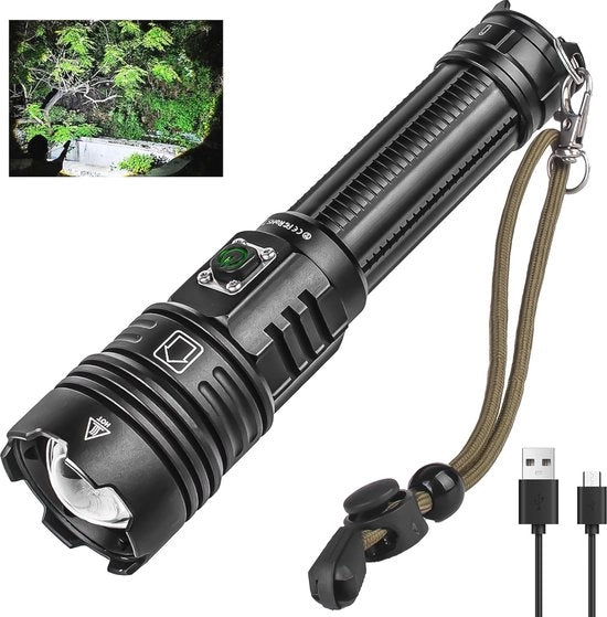 Lampada da Torcia Portatile con 3000 Lumen e 5 Modalità - Impermeabile e Ideale per Outdoor, Campeggio e Escursioni