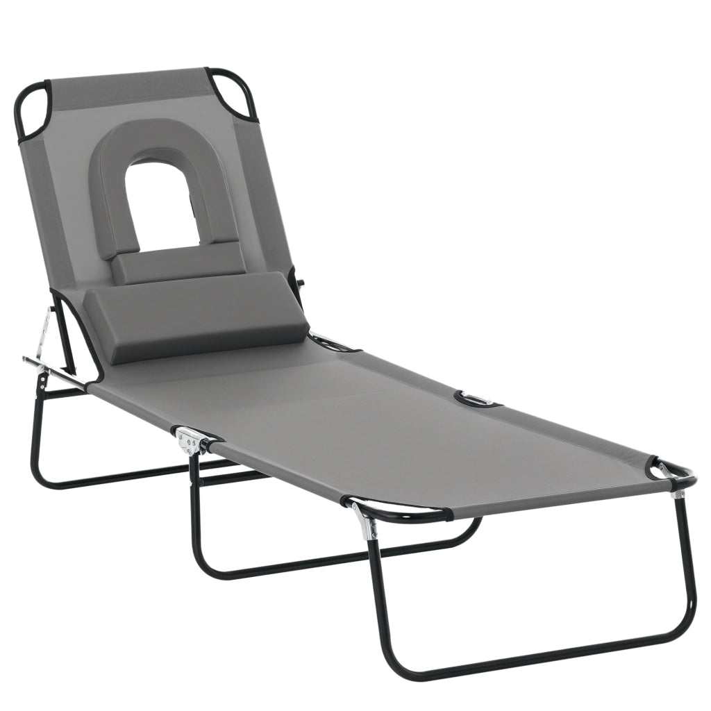 Chaise Longue Pieghevole con 3 Cuscini ¨C zephmum ¨C Grigio 4 Posizioni